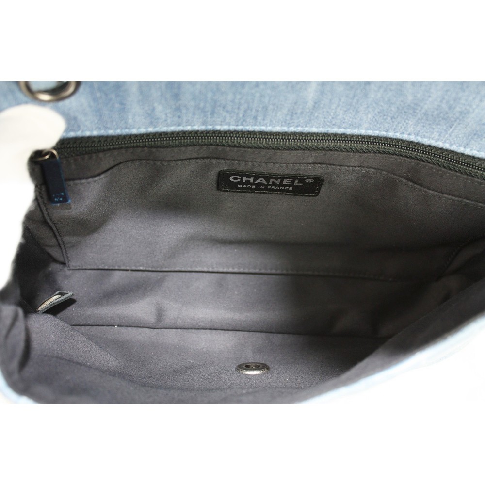 Chanel Chain Shoulder Embroidery Denim Bag Blue - Picture 7 of 8